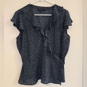 Banana Republic Women’s Navy Blue Wrap Top Blouse Balletcore Flattering M Chic